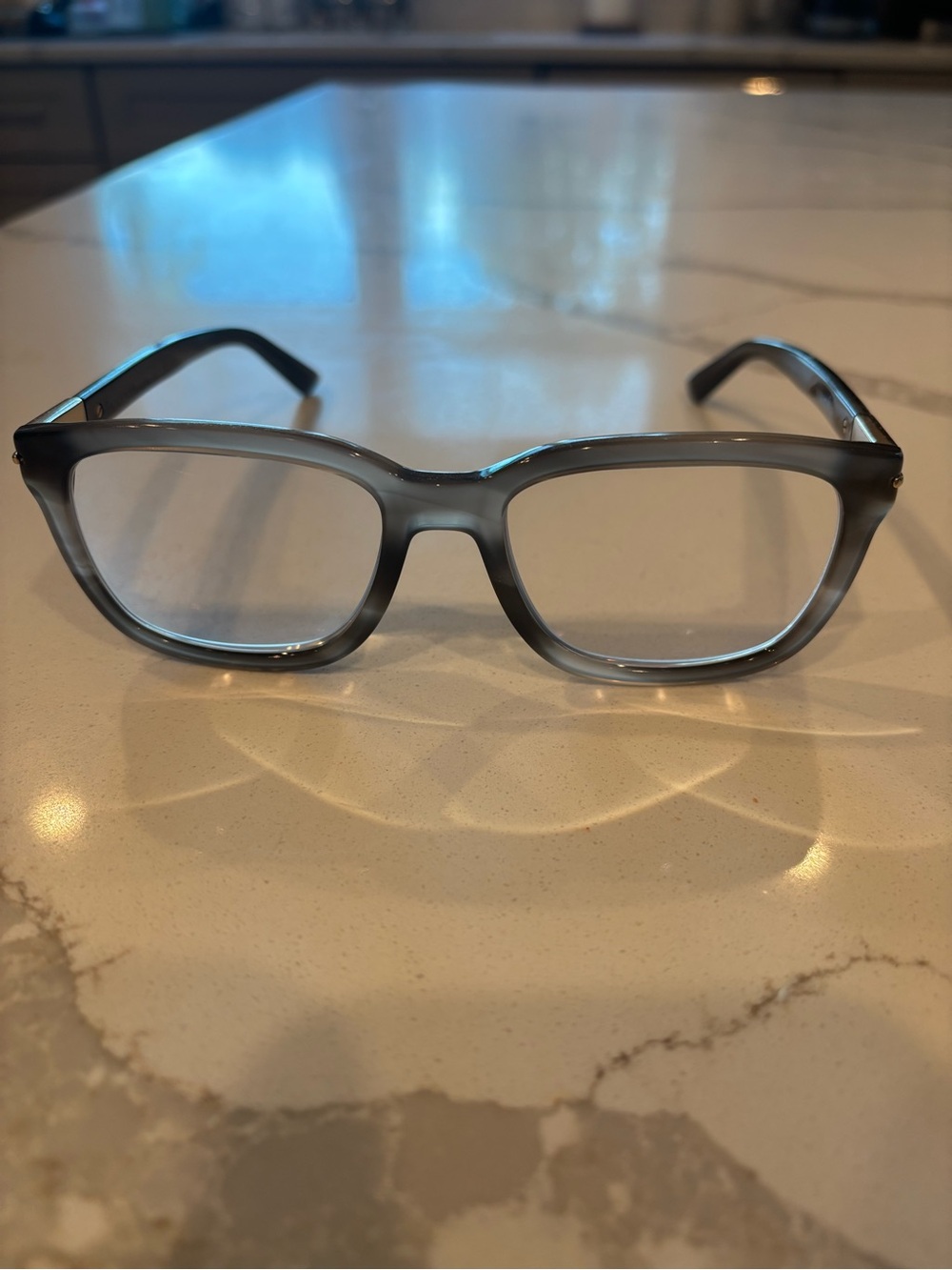 Authentic Gucci Eyeglass Frames Dark Horn / Gray Tortoise with Gold Tone GG1502S
